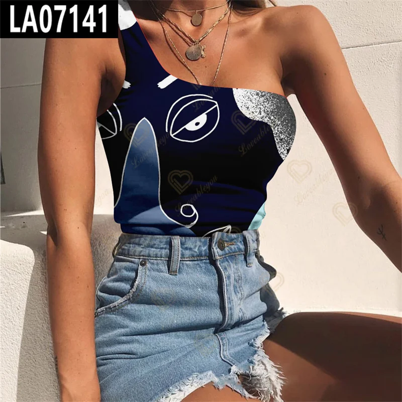2022 Summer One Shoulder Abstract Art 3D Print Woman Crop Tops Sexy Y2k Fashion Sports Vest Women's Tank Tops
2022 Summer One Shoulder Abstract Art 3D Print Woman Crop Tops Sexy Y2k Fashion Sports Vest Women's Tank Tops
