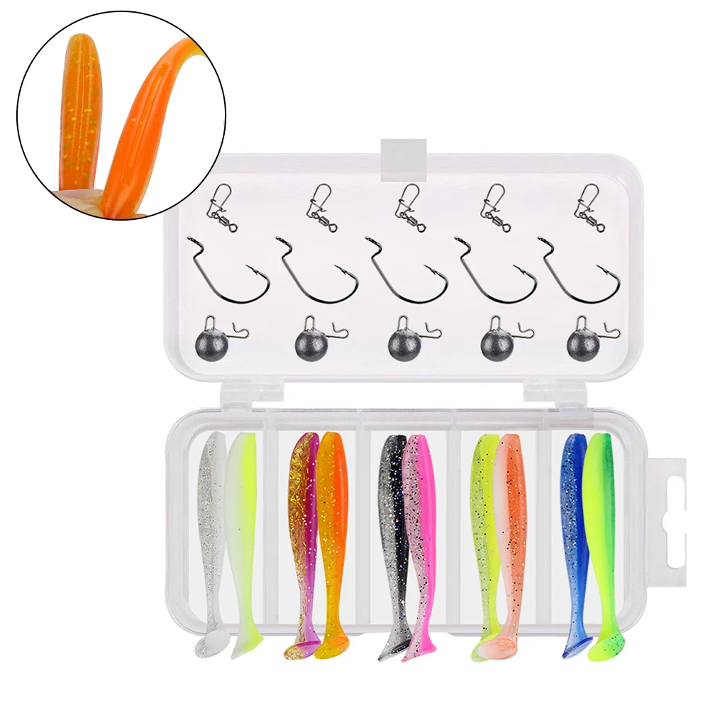 25pcs/box Soft Lure Kit PVC T-Tail Fishing Lure 7cm 2g Jig Head Hook 8# Swivel Pins 2# Fishhook Fishing Tackle Accessories Tools
25pcs/box Soft Lure Kit PVC T-Tail Fishing Lure 7cm 2g Jig Head Hook 8# Swivel Pins 2# Fishhook Fishing Tackle Accessories Tools