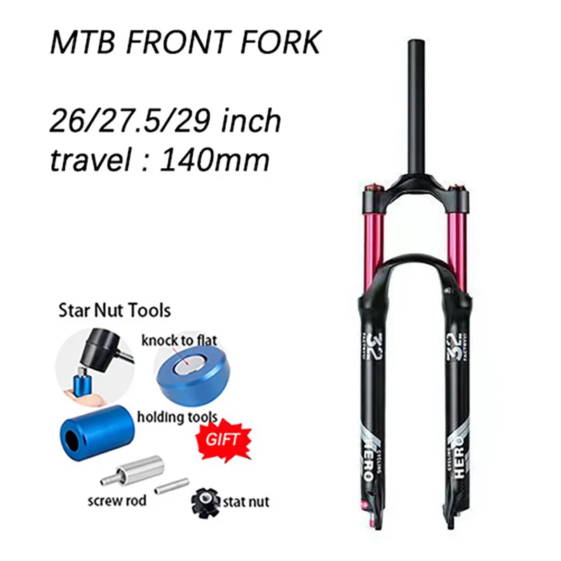 Cycling Hero Mountain Bike Air Fork 140mm Travel Black-Red Magnesium Alloy Pneumatic 26/27.5/29 Inches Fork For Bicycle
Cycling Hero Mountain Bike Air Fork 140mm Travel Black-Red Magnesium Alloy Pneumatic 26/27.5/29 Inches Fork For Bicycle