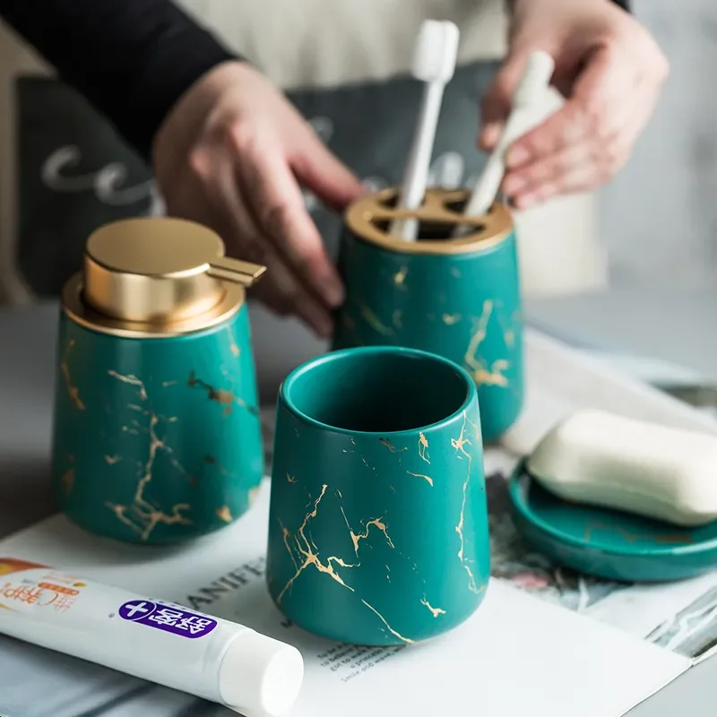 Ceramic Bathroom Set Marbling Soap Dispenser Toothbrush Holder Bathroom Storage Accessories Toilet Shampoo Dispenser Set
Ceramic Bathroom Set Marbling Soap Dispenser Toothbrush Holder Bathroom Storage Accessories Toilet Shampoo Dispenser Set