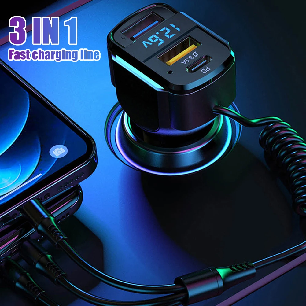 Dual USB Car Charger Adapter 65W Fast Charge with Cable Lighter Charging Adapter for iPhone 12/13/14 Samsung Xiaomi Huawei
Dual USB Car Charger Adapter 65W Fast Charge with Cable Lighter Charging Adapter for iPhone 12/13/14 Samsung Xiaomi Huawei