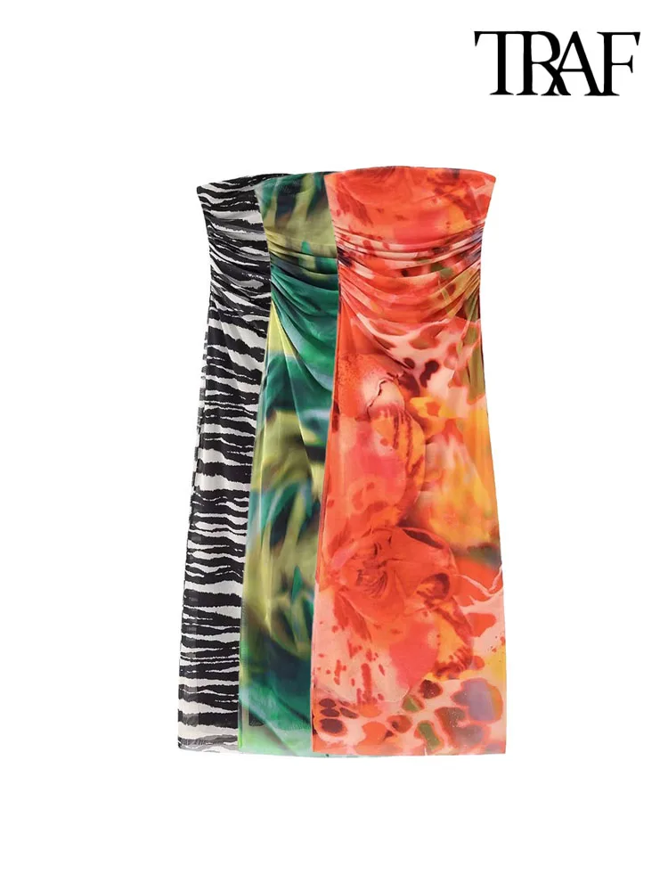 TRAF Women Fashion Printed Strapless Tulle Midi Dress Sexy Straight Neck Side Draped Female Dresses Vestidos Mujer
TRAF Women Fashion Printed Strapless Tulle Midi Dress Sexy Straight Neck Side Draped Female Dresses Vestidos Mujer