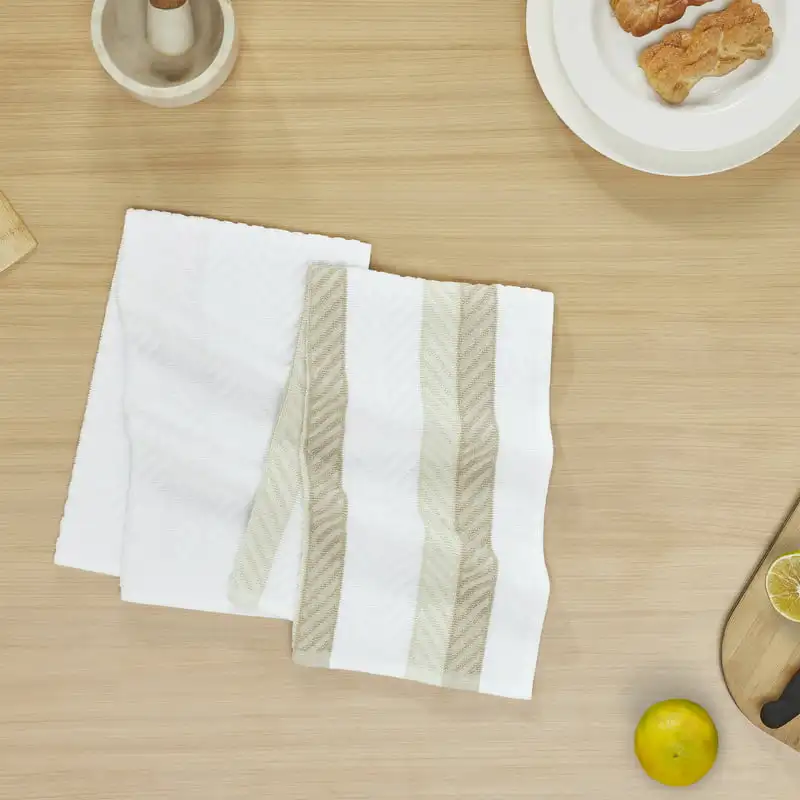 

Очаровательные, мягкие махровые кухонные полотенца из хлопка бежевого цвета 16x28 дюймов-идеально подходят для повседневного использования (2 шт.)