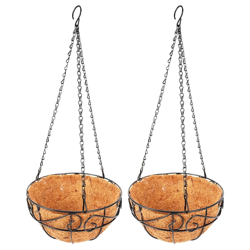 Metal Hanging Planter Flower Basket With Coco Coir Liners 10Inch Round Wire Outdoor Porch Balcony Garden Decor, Set Of 2
Metal Hanging Planter Flower Basket With Coco Coir Liners 10Inch Round Wire Outdoor Porch Balcony Garden Decor, Set Of 2