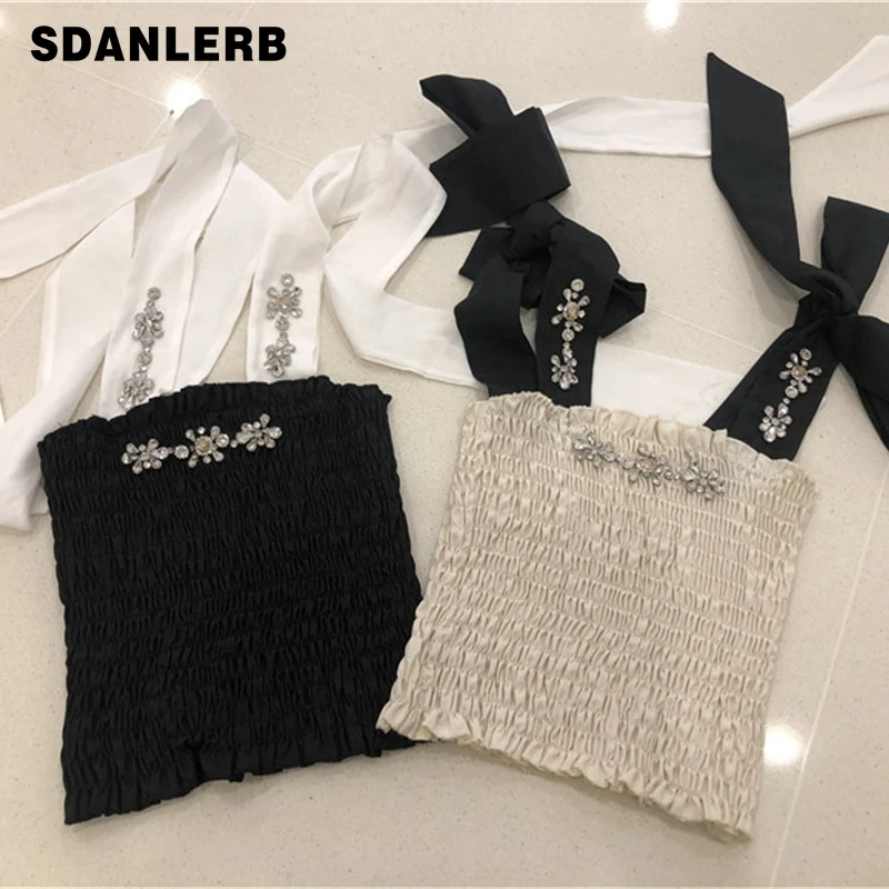 Summer New Outer Wear Crop Top Exquisite Rhinestone Pleated Short Lace Up Vest Slim Fit All-Matching Backless Tank Top for Women
Summer New Outer Wear Crop Top Exquisite Rhinestone Pleated Short Lace Up Vest Slim Fit All-Matching Backless Tank Top for Women