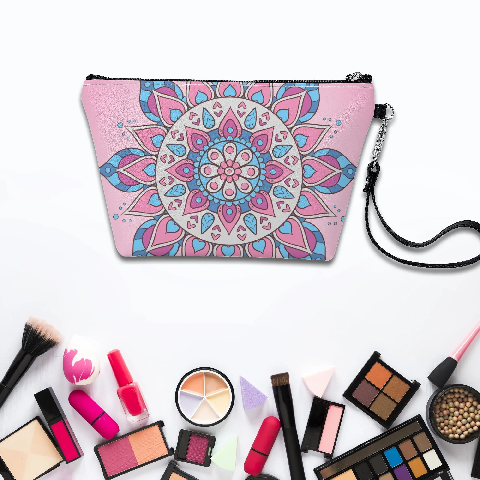 2023 Boho Mandala Mini Faux Leather Cosmetic Bag For Women Portable Zipper Removable Handle Makeup Organizer Lady For Travel
2023 Boho Mandala Mini Faux Leather Cosmetic Bag For Women Portable Zipper Removable Handle Makeup Organizer Lady For Travel