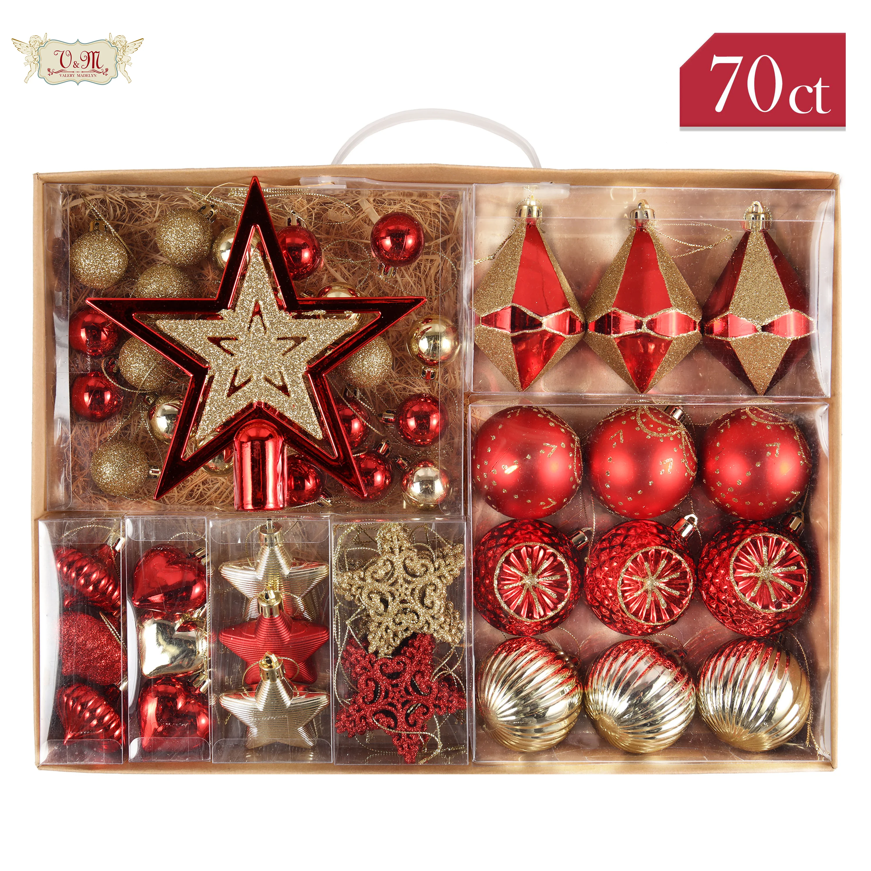Valery Madelyn 70pcs Christmas Ball Ornaments Red Gold Christmas Decorative Ball New Year Balls for Home Christmas Decor 2023
Valery Madelyn 70pcs Christmas Ball Ornaments Red Gold Christmas Decorative Ball New Year Balls for Home Christmas Decor 2023