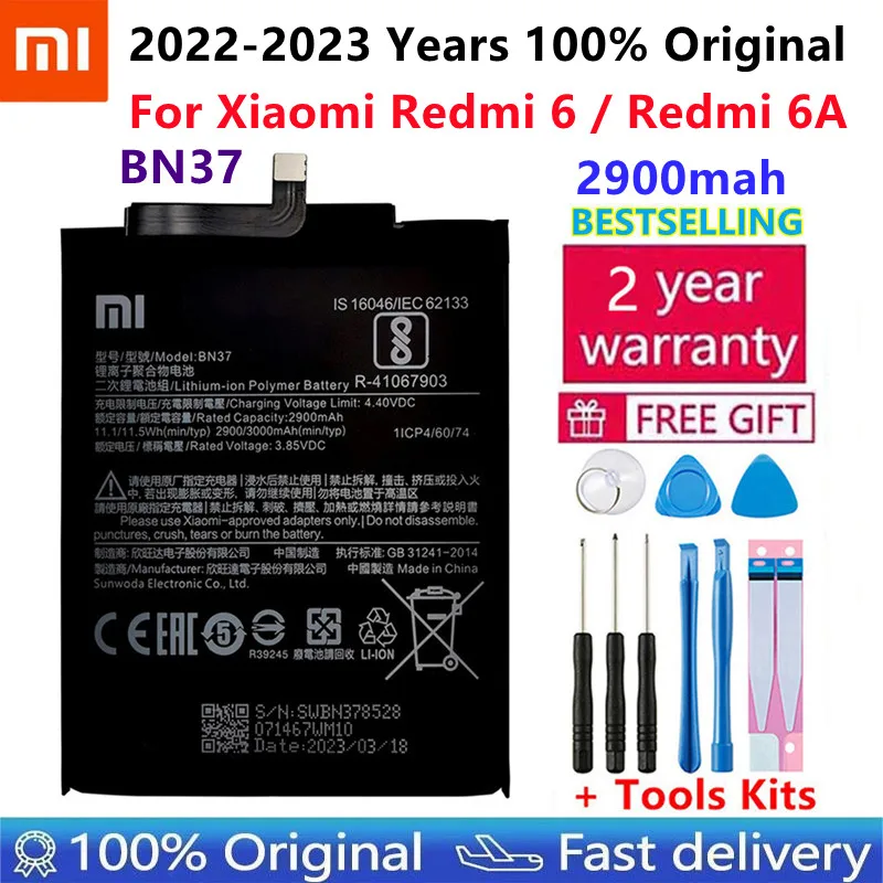 Xiao Mi Оригинальный аккумулятор для телефона BN37 для Xiaomi Redmi 6 Hongmi 6A, 2900 мАч, высокое качество, сменная батарея, розничная упаковка + инструмент
Xiao Mi Оригинальный аккумулятор для телефона BN37 для Xiaomi Redmi 6 Hongmi 6A, 2900 мАч, высокое качество, сменная батарея, розничная упаковка + инструмент