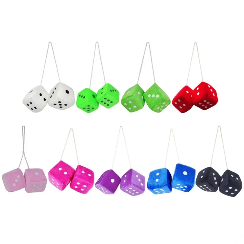 

1 Pair With Dots Dice Model Decoration Multicolor Car Hanging Pendant Cube Plush Dices Home Decoration For Car Interior Ornament