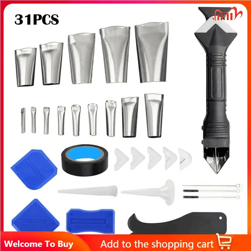 31Pcs Caulking Nozzle Silicone Sealant Remover Tool Kit Set Useful Door Window Cleaning Tools Scraper Caulking Removal For Glass
31Pcs Caulking Nozzle Silicone Sealant Remover Tool Kit Set Useful Door Window Cleaning Tools Scraper Caulking Removal For Glass