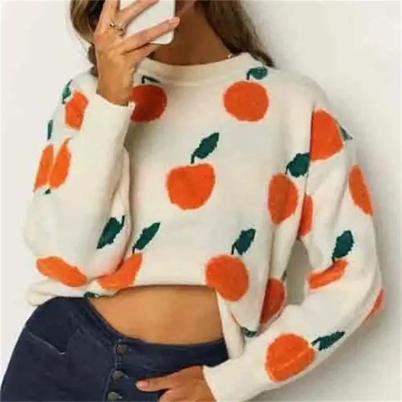 Pullover Autumn and Winter Sweater Orange Jacquard Pattern Long-sleeved Sweater Women's Turtleneck Sweater Knit Sweater Mujer
Pullover Autumn and Winter Sweater Orange Jacquard Pattern Long-sleeved Sweater Women's Turtleneck Sweater Knit Sweater Mujer