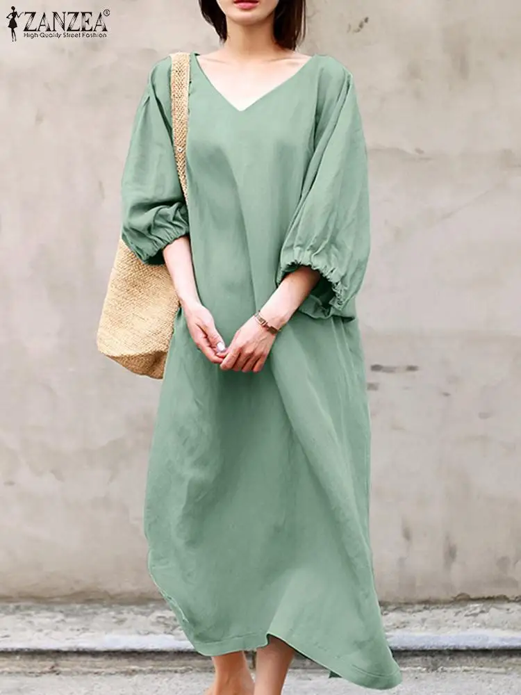 2022 Summer Baggy V Neck Robe Faldas Elegant Dresses For Women ZANZEA Casual Solid Dress Oversized Retro OL 3/4 Sleeve Vestidos
2022 Summer Baggy V Neck Robe Faldas Elegant Dresses For Women ZANZEA Casual Solid Dress Oversized Retro OL 3/4 Sleeve Vestidos