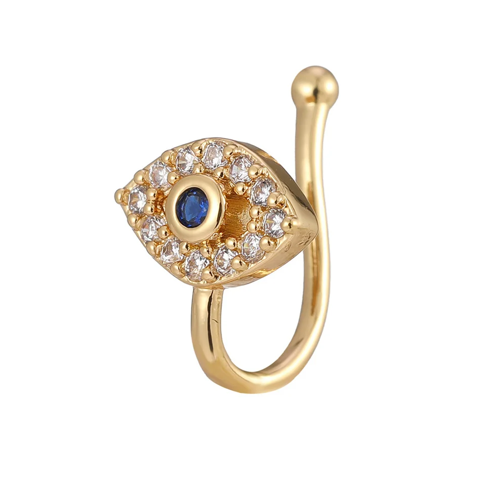 Fashion Ethnic Jewelry Blue Zircon Evil Eye Nose Cuff Luxury Cystal Gold Silver Plated Fake Nose Rings Non Piercing Clip Earring
Fashion Ethnic Jewelry Blue Zircon Evil Eye Nose Cuff Luxury Cystal Gold Silver Plated Fake Nose Rings Non Piercing Clip Earring