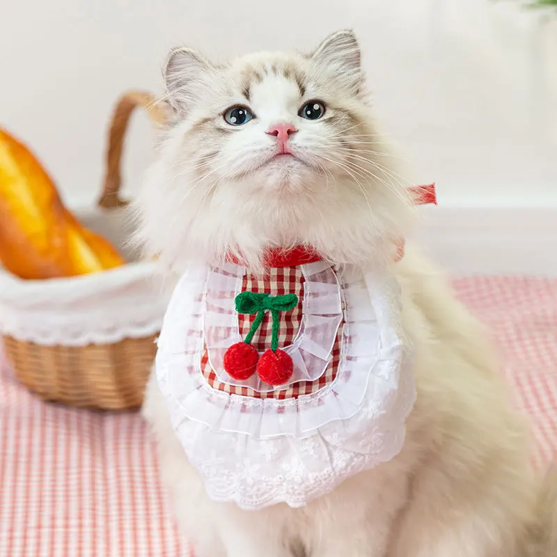 Pet Lace Collar Cherry Bowknot Bib Neckerchief Cat Collar Flower Cute Charm Adjustable Necklace Kitten Collars Cat Accessories
Pet Lace Collar Cherry Bowknot Bib Neckerchief Cat Collar Flower Cute Charm Adjustable Necklace Kitten Collars Cat Accessories