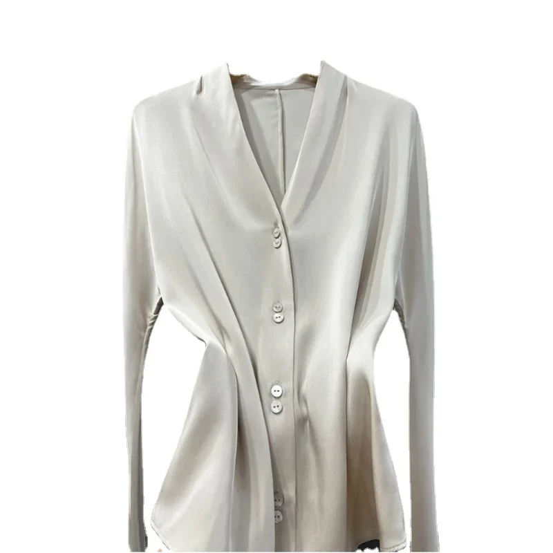 Satin Women's Shirts New Solid Vintage Blouses V-neck Silk Ladies Clothing Spring/Summer Loose Long Sleeves Tops YCMYUNYAN
Satin Women's Shirts New Solid Vintage Blouses V-neck Silk Ladies Clothing Spring/Summer Loose Long Sleeves Tops YCMYUNYAN