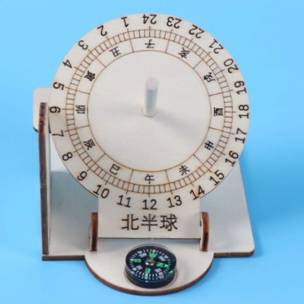 

Experiment Desk Decoration Equatorial Sundial Educational Toys Sundial Scientific Model Teaching Aid Wooden Clock