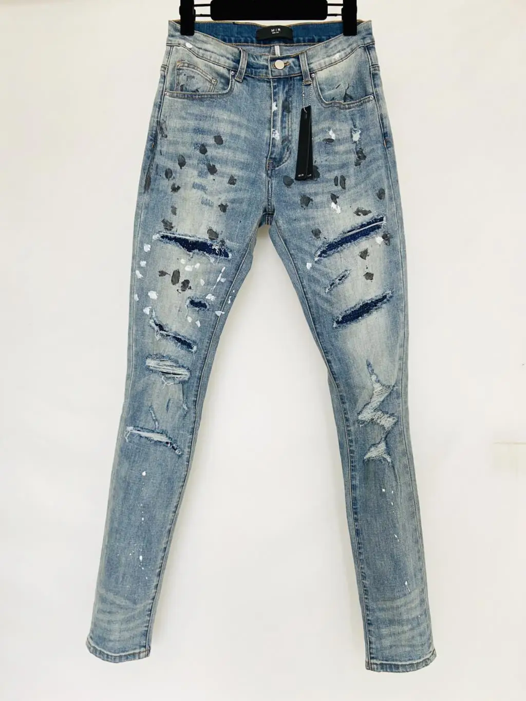 2021SS AMR Ripped Jeans Men Women Blue Diamonds Dirty Denim Trousers Vintage Motorcycle Distressed Jeans
2021SS AMR Ripped Jeans Men Women Blue Diamonds Dirty Denim Trousers Vintage Motorcycle Distressed Jeans