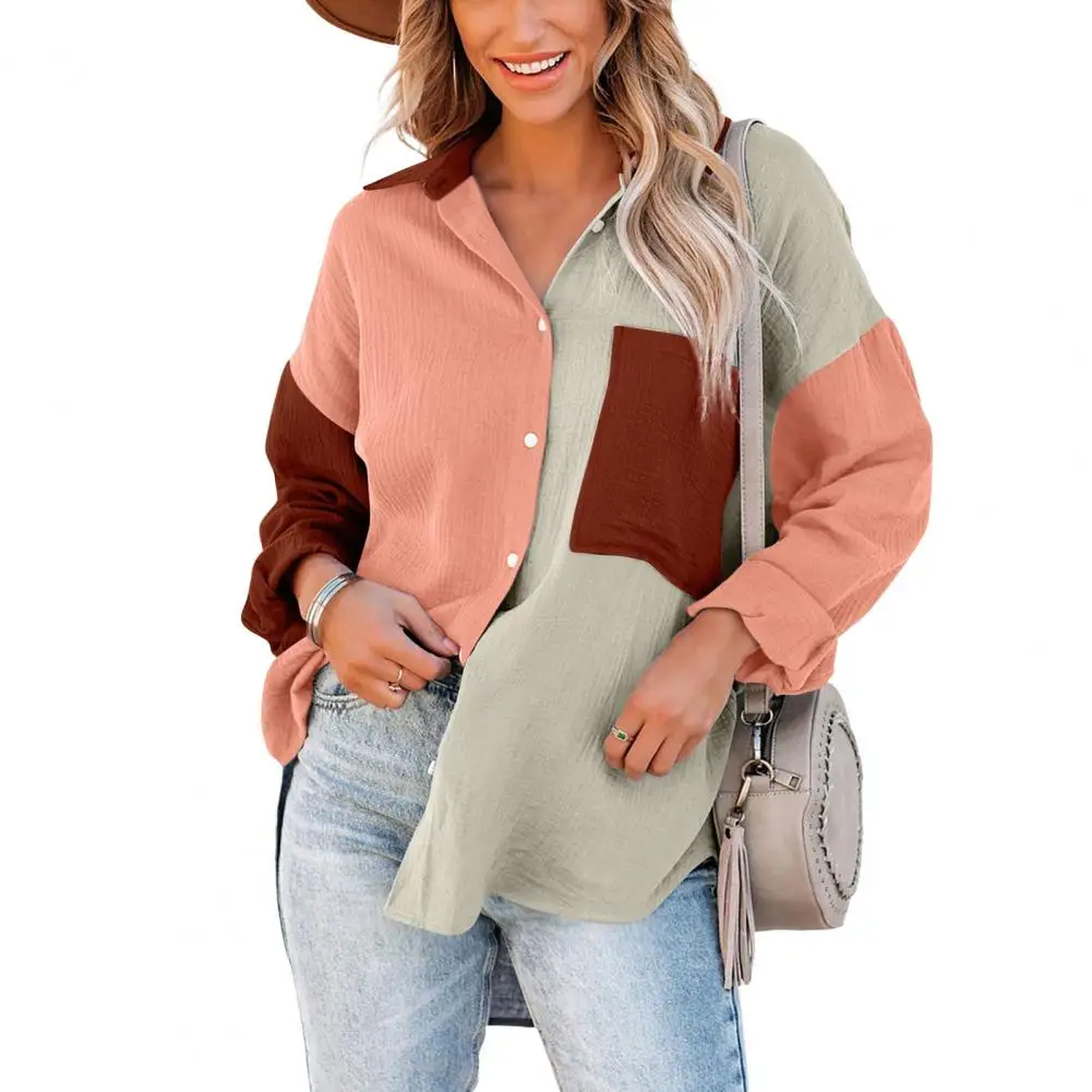 Blouses for Women Fashion 2022 Lapel Long Sleeves Pocket Single Breasted Spring Autumn Shirt Women Patchwork Casual Shirt Coat
Blouses for Women Fashion 2022 Lapel Long Sleeves Pocket Single Breasted Spring Autumn Shirt Women Patchwork Casual Shirt Coat
