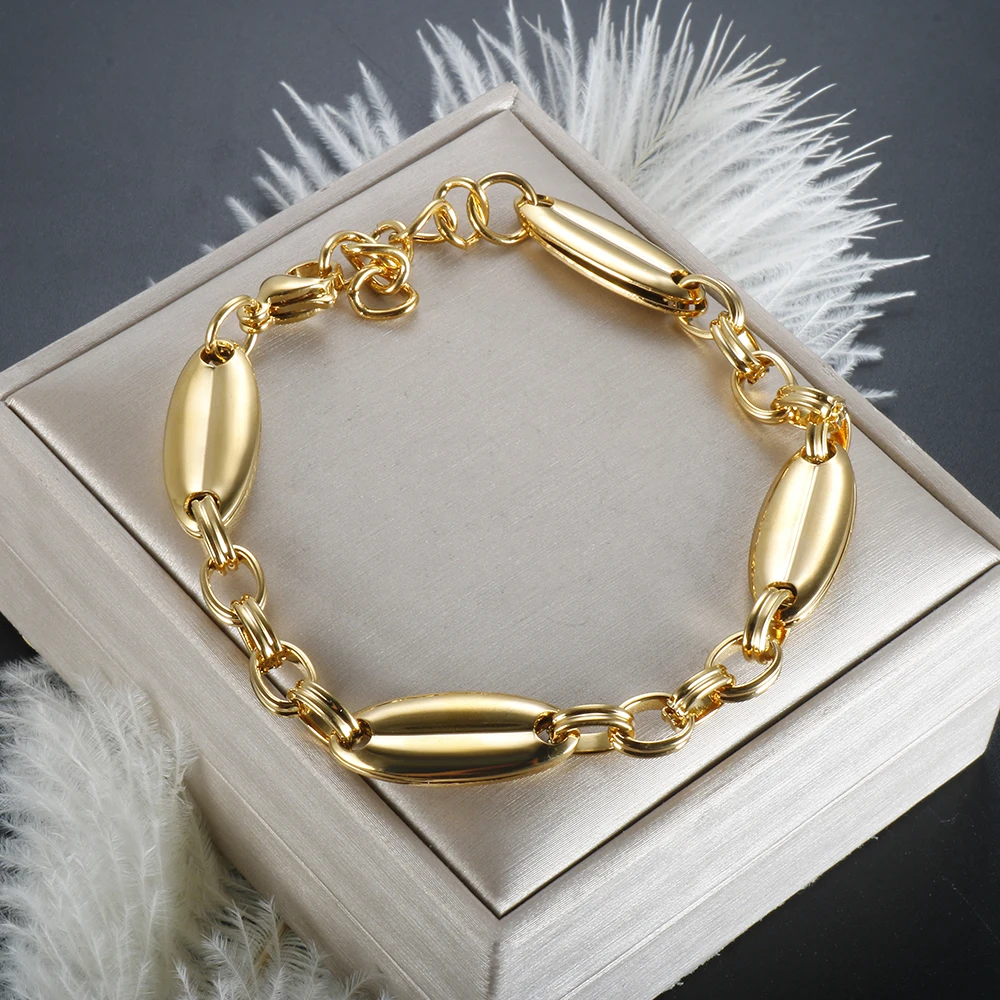 Stainless Steel Coffee Beans Chain Bracelet Gold Plated Waterproof High Quality Classic Fashion Jewelry for Women Men Wholesales
Stainless Steel Coffee Beans Chain Bracelet Gold Plated Waterproof High Quality Classic Fashion Jewelry for Women Men Wholesales