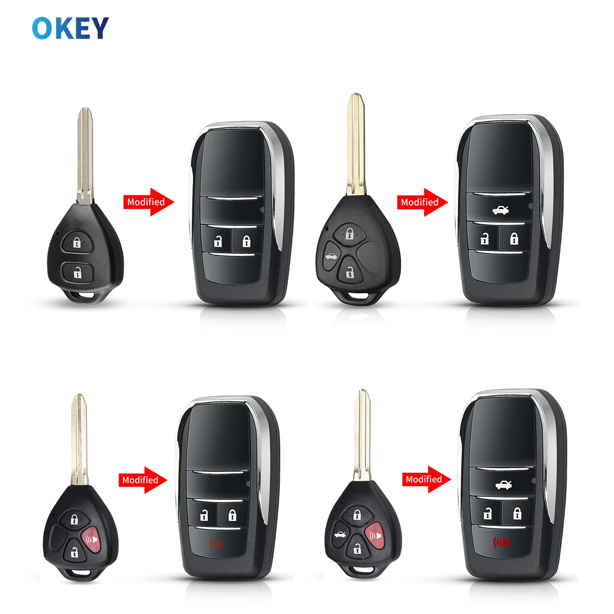 Модифицированный корпус автомобильного ключа дистанционного управления Okey для Toyota Reiz Camry Rav4 Yaris Corolla 4runner Avlo 2017 2019
Модифицированный корпус автомобильного ключа дистанционного управления Okey для Toyota Reiz Camry Rav4 Yaris Corolla 4runner Avlo 2017 2019