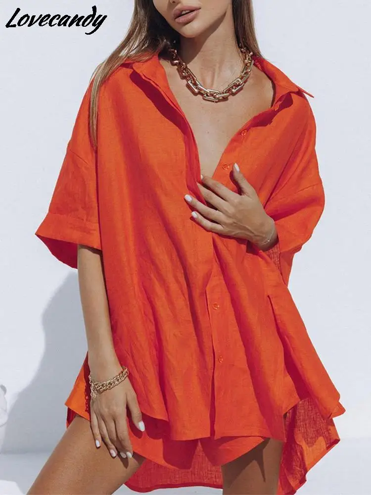 Женские летние комплекты из 2 предметов с шортами, хлопковые льняные комплекты, оранжевый костюм большого размера из рубашки и шортов, летня...
Женские летние комплекты из 2 предметов с шортами, хлопковые льняные комплекты, оранжевый костюм большого размера из рубашки и шортов, летня...