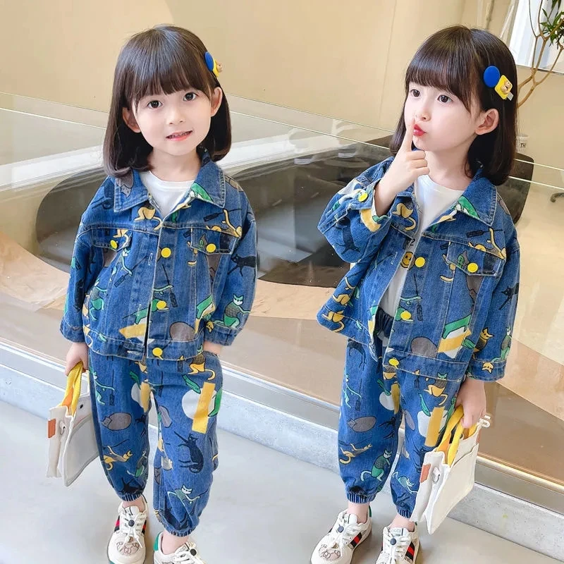 2022 Children's clothes girls suits spring kids cartoon cat denim sets coat+jeans pants child casual outerwear autumn clothing
2022 Children's clothes girls suits spring kids cartoon cat denim sets coat+jeans pants child casual outerwear autumn clothing