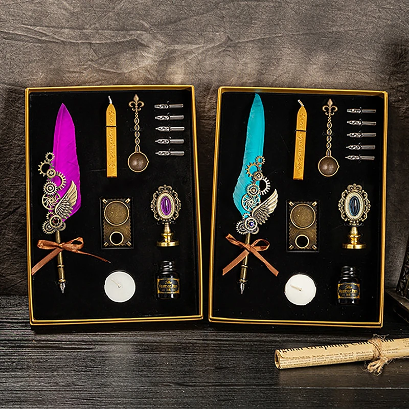 Retro Feather Pen Gift Box Set Fountain Pen Wax Seal Stamp Set Quill Dip Pen and Ink Set Calligraphy Writing Dip Pen Gift Box
Retro Feather Pen Gift Box Set Fountain Pen Wax Seal Stamp Set Quill Dip Pen and Ink Set Calligraphy Writing Dip Pen Gift Box