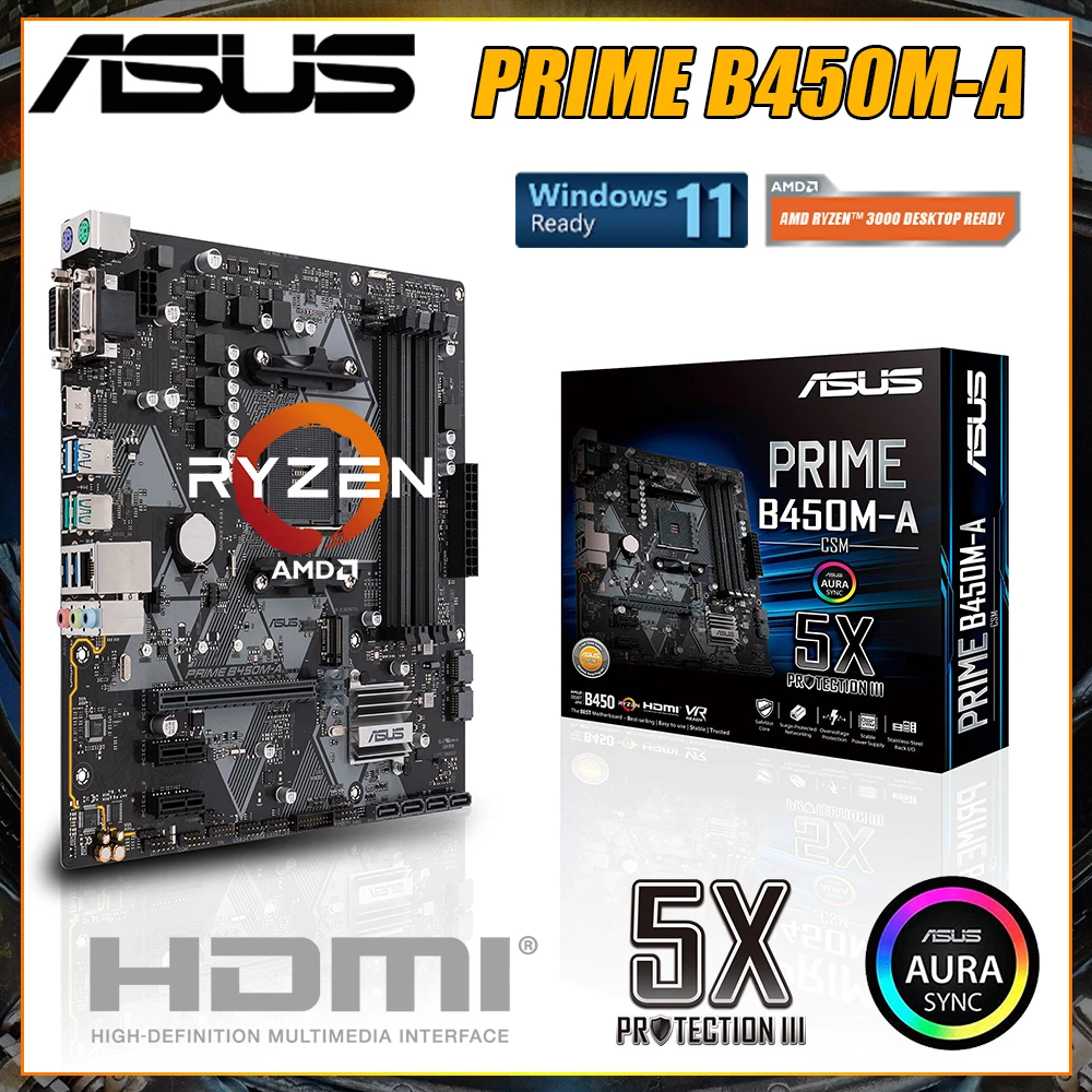NEW Asus PRIME B450M-A Motherboard features AMD B450 chipset AM4 motherboard support AMD Ryzen/Ryzen with Radeon Vega Graphics
NEW Asus PRIME B450M-A Motherboard features AMD B450 chipset AM4 motherboard support AMD Ryzen/Ryzen with Radeon Vega Graphics