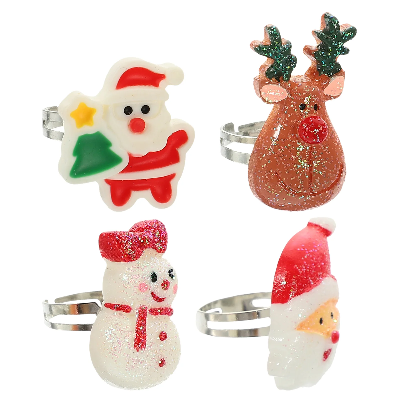 4 Pcs Toy Adjustable Ring Christmas Cartoon Open Resin Party Jewelry Gift Santa Claus Child
4 Pcs Toy Adjustable Ring Christmas Cartoon Open Resin Party Jewelry Gift Santa Claus Child