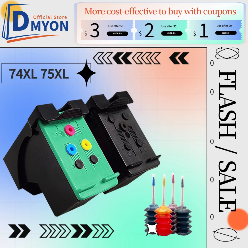 74XL 75XL Compatible Ink Cartridge for HP 74 HP 75 for Officejet J5785 J6480 J6450 J6410 J6415 J6424 J5725 5738 J5790 Printer
74XL 75XL Compatible Ink Cartridge for HP 74 HP 75 for Officejet J5785 J6480 J6450 J6410 J6415 J6424 J5725 5738 J5790 Printer