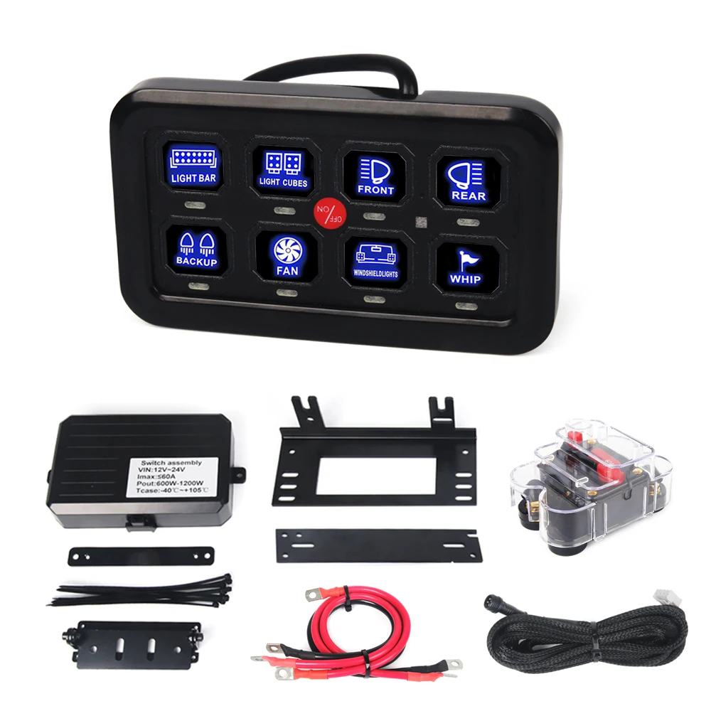 Автомобильная панель переключателя управления On-Off 8 групп, универсальная система питания светодиодный тонкая электронная релейная система для внедорожника, кемпера, морского транспорта
Автомобильная панель переключателя управления On-Off 8 групп, универсальная система питания светодиодный тонкая электронная релейная система для внедорожника, кемпера, морского транспорта