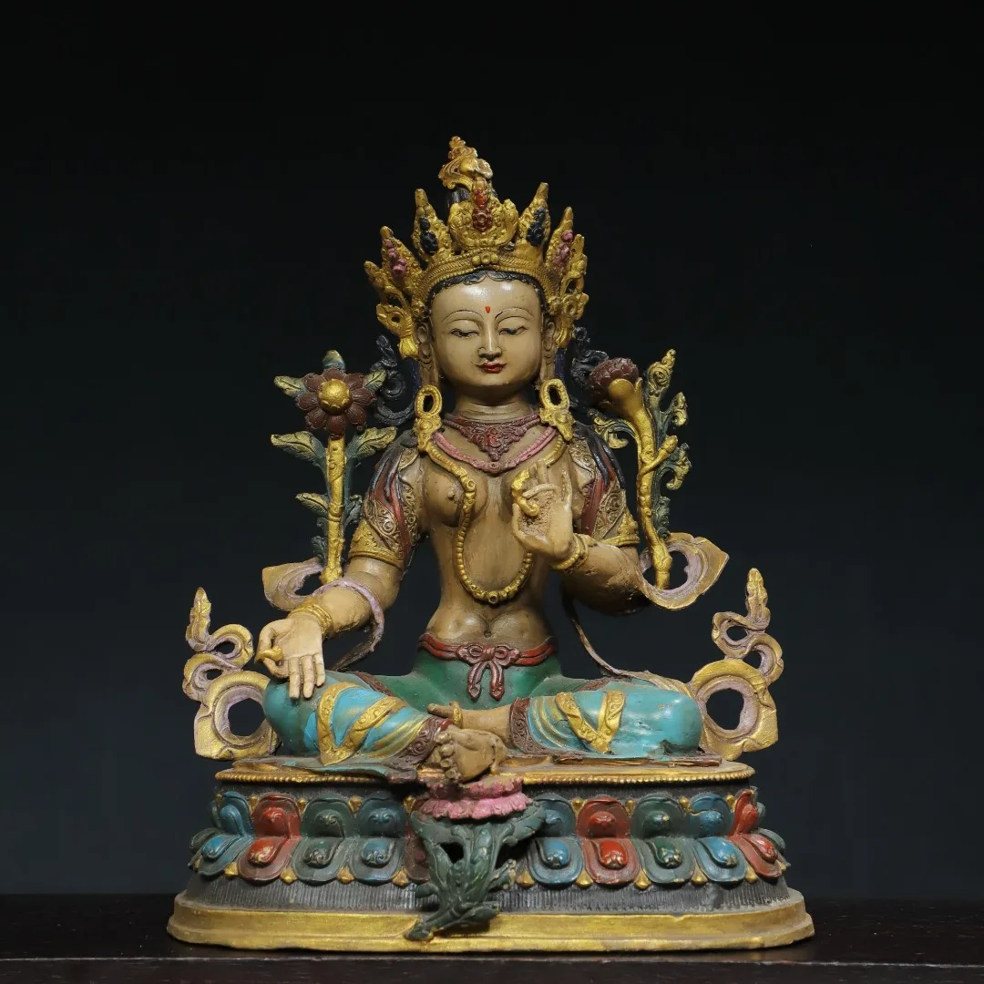 13"Tibet Temple Collection Old Bronze Painted Green Tara Sitting Buddha Double Lotus Platform Worship Hall Town house Exorcism
13"Tibet Temple Collection Old Bronze Painted Green Tara Sitting Buddha Double Lotus Platform Worship Hall Town house Exorcism