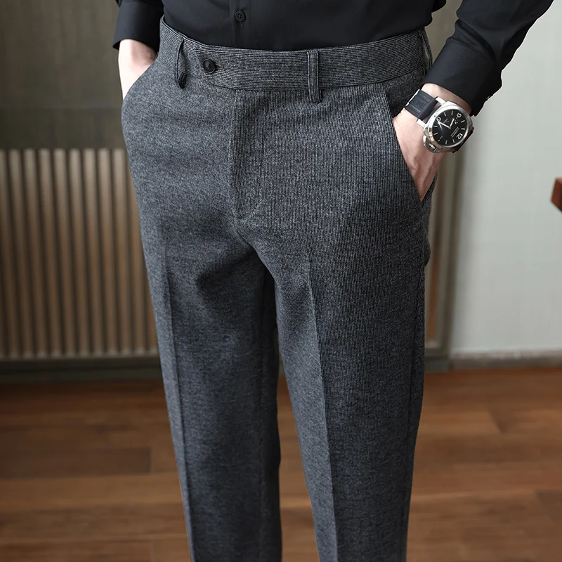 Autumn Winter Woolen Trousers Men Solid Color Business Dress Pants Slim Fit Suit Pants Office Social Pants Costume Homme 28-36
Autumn Winter Woolen Trousers Men Solid Color Business Dress Pants Slim Fit Suit Pants Office Social Pants Costume Homme 28-36