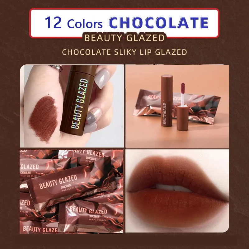 Chocolate Liquid Lip Gloss Velvet Matte Red Lipstick Waterproof Long Lasting Lip Glaze Girlfriend Gift Makeup Cosmetics TSLM1
Chocolate Liquid Lip Gloss Velvet Matte Red Lipstick Waterproof Long Lasting Lip Glaze Girlfriend Gift Makeup Cosmetics TSLM1
