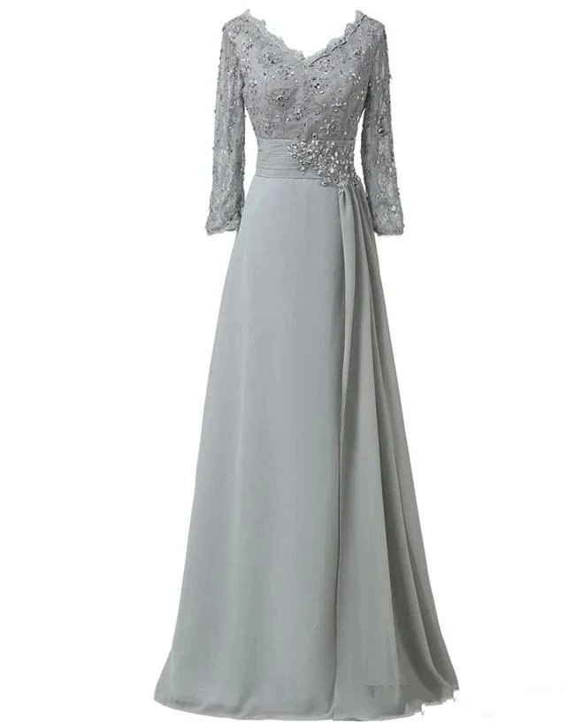 Long Sleeves Sexy Sliver Lace Mother Of Bride Dresses Sequin V-Neck Chiffon Plus size Formal Evening Party Gowns
Long Sleeves Sexy Sliver Lace Mother Of Bride Dresses Sequin V-Neck Chiffon Plus size Formal Evening Party Gowns