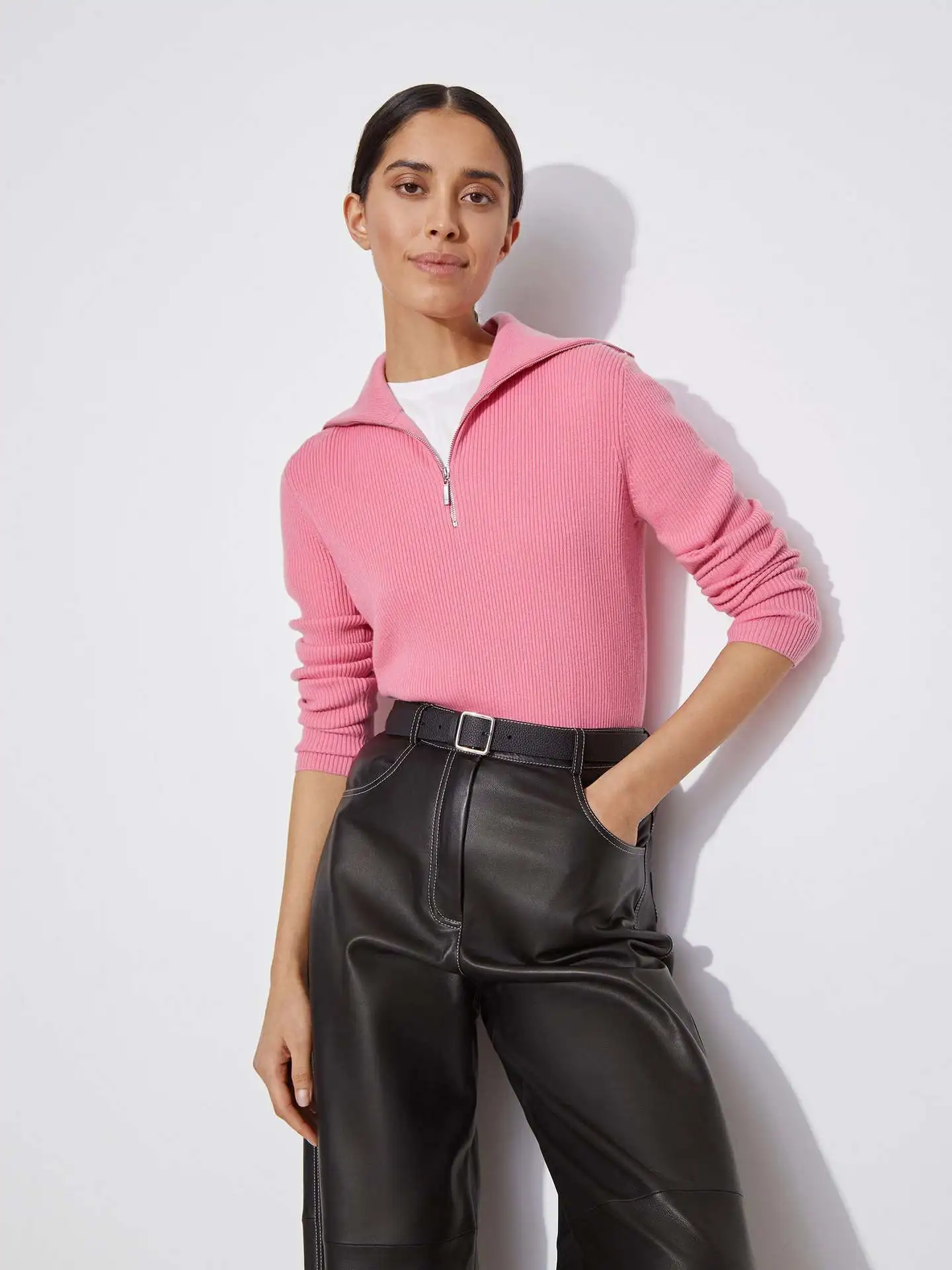 Women's Pink High Neck Sweater Knit Pullover Tops Autumn Winter 2022 New Zipper Long Sleeve Slim Lapel Top Office Lady Sweaters
Women's Pink High Neck Sweater Knit Pullover Tops Autumn Winter 2022 New Zipper Long Sleeve Slim Lapel Top Office Lady Sweaters