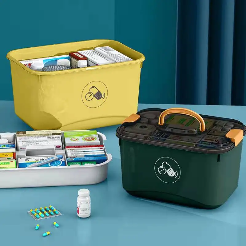 First Aid Kit Storage Boxes Portable 2 Tiers Plastic High Capacity Family Emergency Kit Box Organizer with Handle Medicine Chest
First Aid Kit Storage Boxes Portable 2 Tiers Plastic High Capacity Family Emergency Kit Box Organizer with Handle Medicine Chest