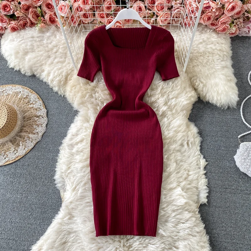 2021 Summer Fashion New Solid Color Square Collar Short Sleeve Dress Women Show Thin Wrap Hip Casual Work Office Mini Robe
2021 Summer Fashion New Solid Color Square Collar Short Sleeve Dress Women Show Thin Wrap Hip Casual Work Office Mini Robe
