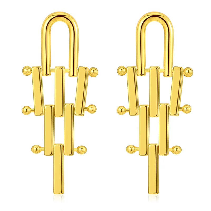 18k Gold Vintage Chunky Drop Earrings For Women Geometric Hoop Dangle Ear Stud Light Luxury Jewelry
18k Gold Vintage Chunky Drop Earrings For Women Geometric Hoop Dangle Ear Stud Light Luxury Jewelry