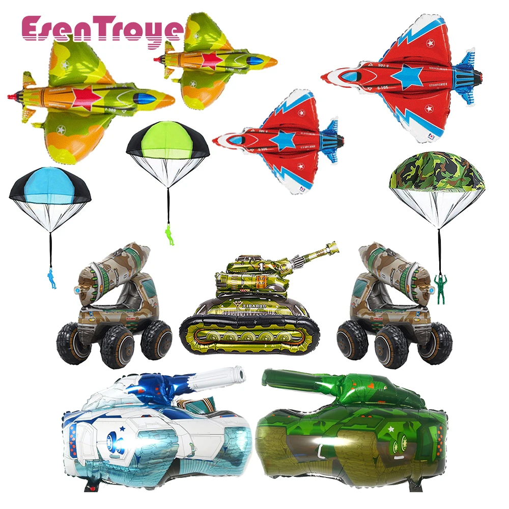 

Camouflage Birthday Party Decorations Foil Balloons 4D Large Plane Tank Military Car for Boys Kids Army Theme Party Favors Gifts