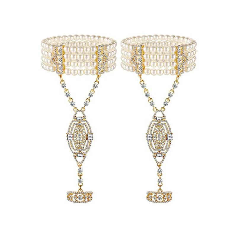 1920s Flapper Bracelet Ring Set For Women Roaring 20s Imitation Pearl Crystal Bracelet Accessory For Cosplay Costume Party
1920s Flapper Bracelet Ring Set For Women Roaring 20s Imitation Pearl Crystal Bracelet Accessory For Cosplay Costume Party