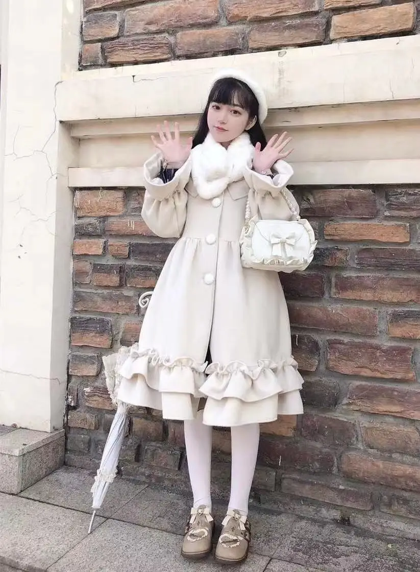 NIggeey Autumn Japanese Sweet Lolita Style Woolen Coats Women Cute Ruffles A-Line Loose Jackets Girly Kawaii Trend Outerwear
NIggeey Autumn Japanese Sweet Lolita Style Woolen Coats Women Cute Ruffles A-Line Loose Jackets Girly Kawaii Trend Outerwear