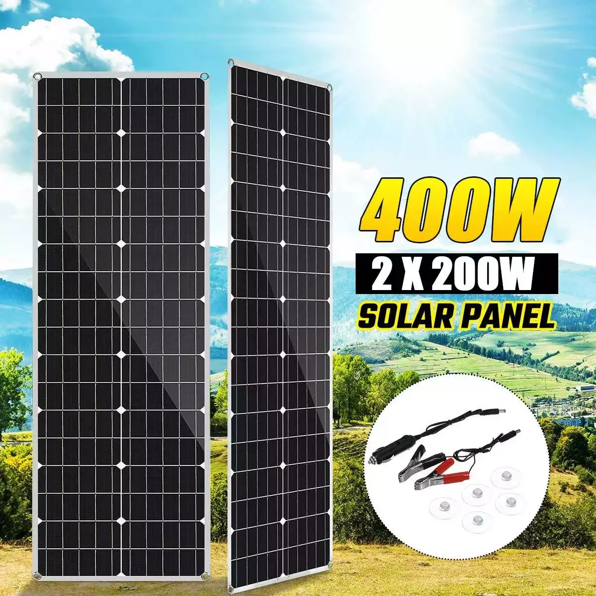 400W Solar Panel portable Dual 12/5V DC USB fast-charging waterproof emergency charging outdoor Battery Charger for Car Yacht RV
400W Solar Panel portable Dual 12/5V DC USB fast-charging waterproof emergency charging outdoor Battery Charger for Car Yacht RV