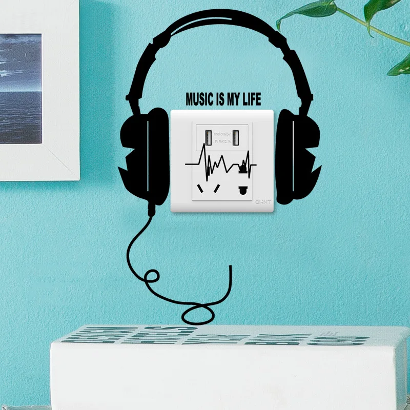 MUSIC IS MY LIFE Headphones Wall/Switch Sticker vinyl living room for home decoration art decals Removable Switch Stickers Fast
MUSIC IS MY LIFE Headphones Wall/Switch Sticker vinyl living room for home decoration art decals Removable Switch Stickers Fast