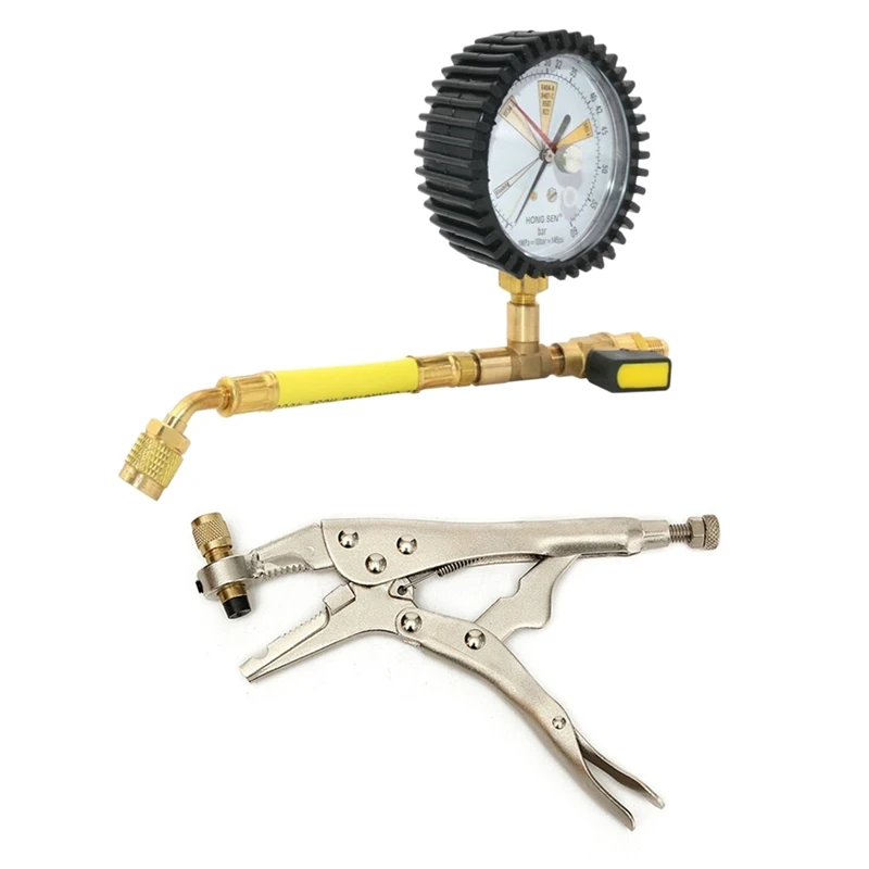 2 Pcs Mechanical Accessories:1 Pcs Conditioner Refrigerant Recovery Locking Plier & 1 Pcs Test Nitrogen Pressure Gauge
2 Pcs Mechanical Accessories:1 Pcs Conditioner Refrigerant Recovery Locking Plier & 1 Pcs Test Nitrogen Pressure Gauge