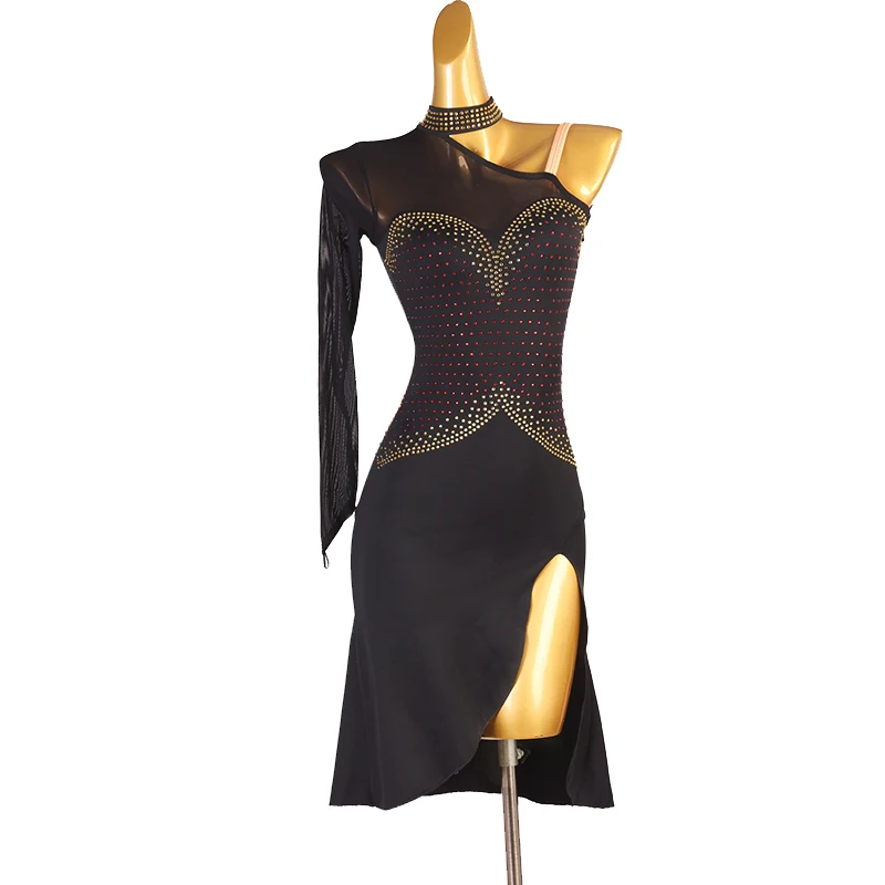 Black Latin Dance Clothes Performance Cabaret Woman's Party Dress Wear Ballroom Costume Adult Sexy Short Skirt rhinestones
Black Latin Dance Clothes Performance Cabaret Woman's Party Dress Wear Ballroom Costume Adult Sexy Short Skirt rhinestones