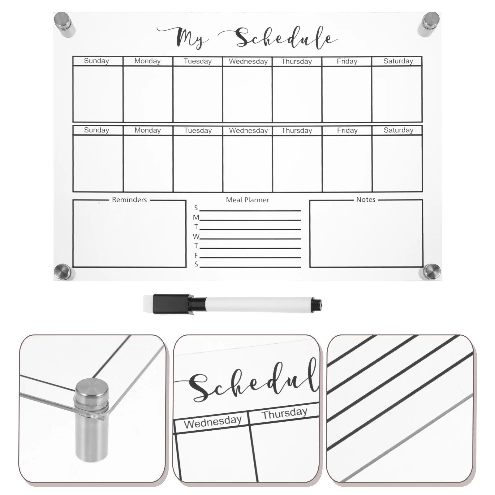 

Weekly Planner Board Acrylic Dry Erase Table White Clear Desk Whiteboard Fridge Small Erasable Boards Magnetic