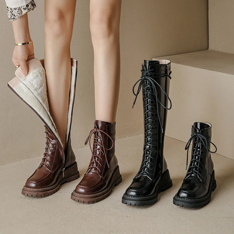 2022 Outdoor Warm Wool Women Snow Knee High Boots Genuine Leather Motorcycle Boots Autumn Winter Shoes Woman Wedges Heels
2022 Outdoor Warm Wool Women Snow Knee High Boots Genuine Leather Motorcycle Boots Autumn Winter Shoes Woman Wedges Heels