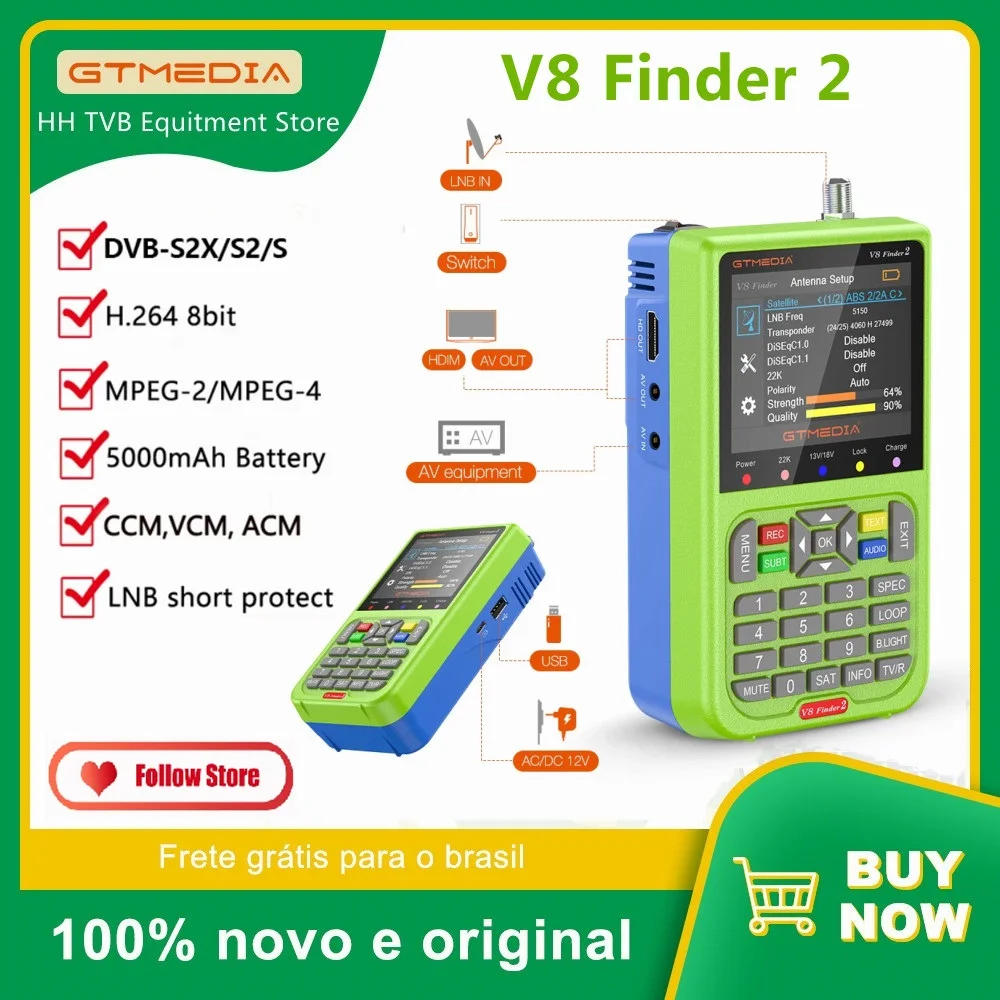 GTMEDIA V8 Finder 2 Satellite Signal Finder DVB-S/S2/S2X Digital 1080P HD VS ST-5150 V8 Finder PRO Meter WS6933 WS6980 Satfinder
GTMEDIA V8 Finder 2 Satellite Signal Finder DVB-S/S2/S2X Digital 1080P HD VS ST-5150 V8 Finder PRO Meter WS6933 WS6980 Satfinder