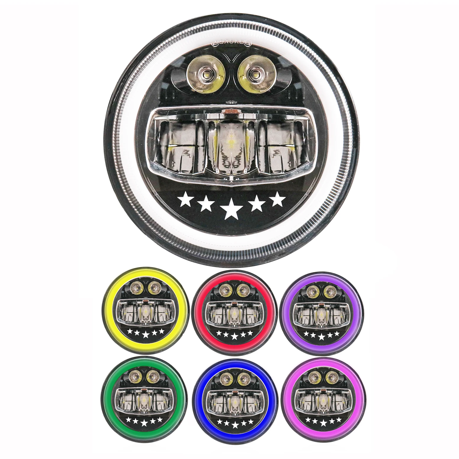 DOT Round 7 Led Headlights High Low Beam RGB angel eye halo ring app control 7 inch led headlight For jeep JK LJ TJ Hummer 1
DOT Round 7 Led Headlights High Low Beam RGB angel eye halo ring app control 7 inch led headlight For jeep JK LJ TJ Hummer 1
